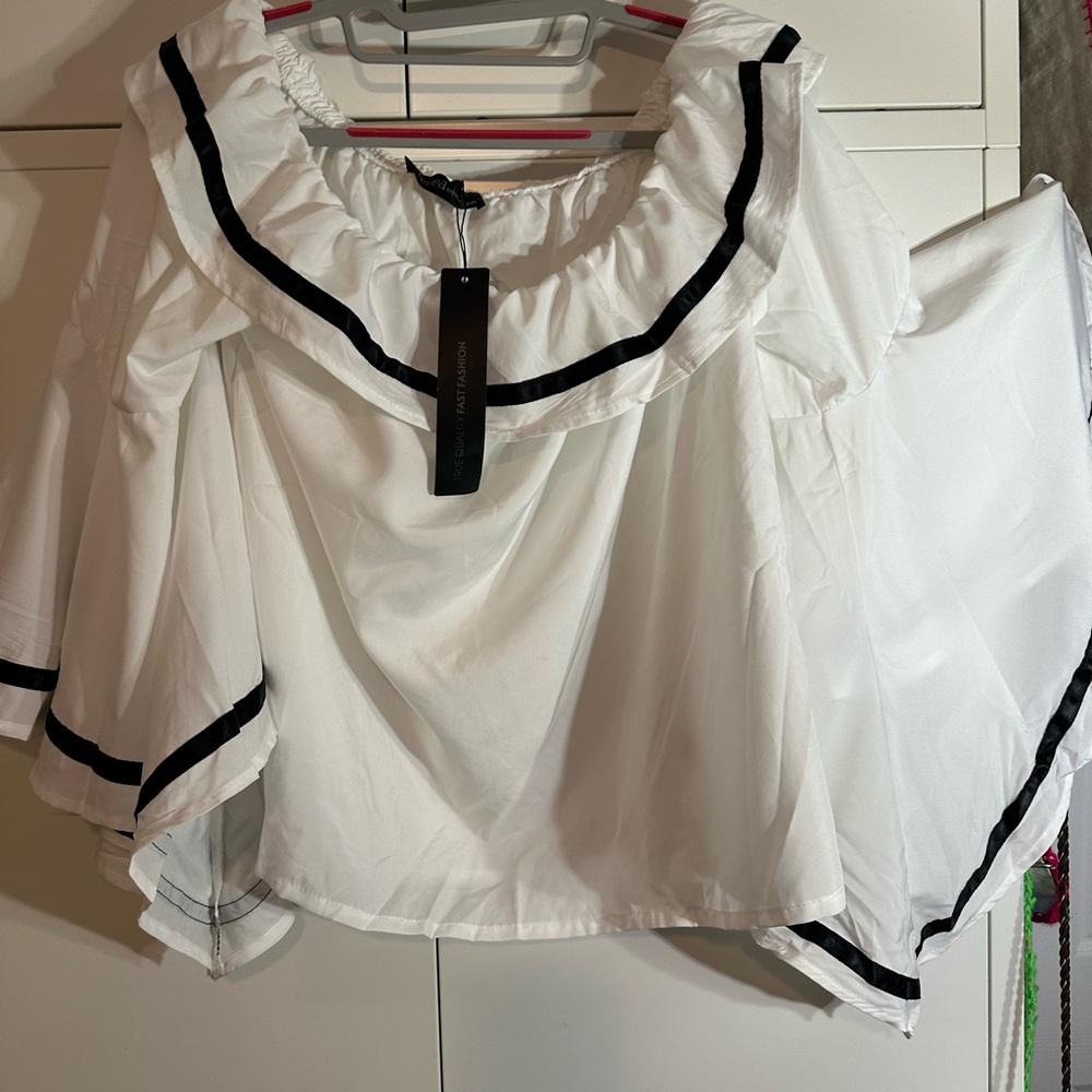 FAVLUX White Blouse with Black Accents